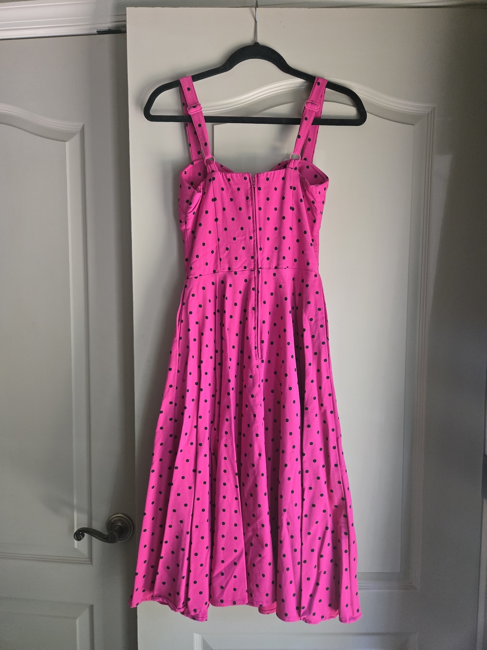 Hot Pink Polka Dot Fit-and-Flare Dress - Picture 2 of 4